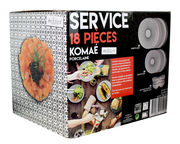 Service d'assiettes et bols 18 pièces Komae en céramique Ard'time