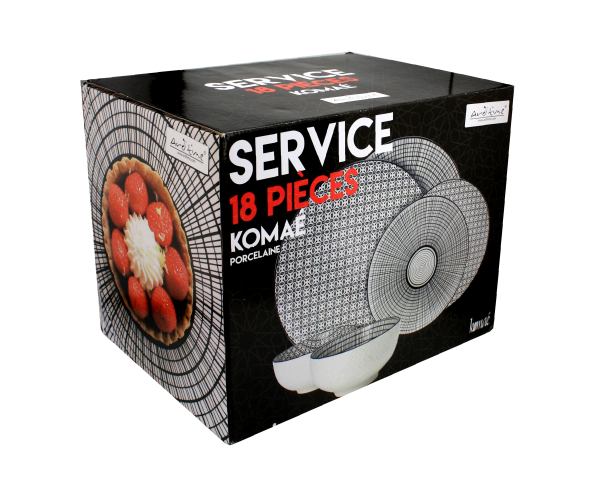 EC-KOSERV18 Service d'assiettes et bols 18 pièces, KOMAE