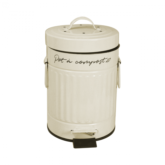 EC-COMP3L-B, Pot à compost beige 3 L forme arrondie, BOBYO